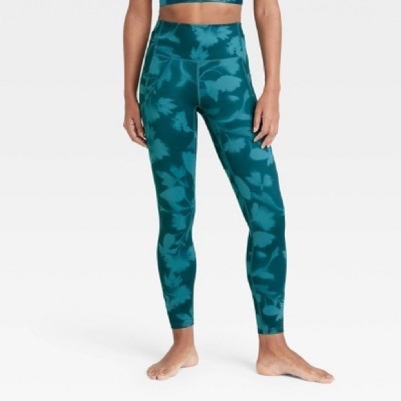 NWT | Assorted Blues Floral Brushed Sculpt High-Rise Leggings - Large - Picture 1 of 4